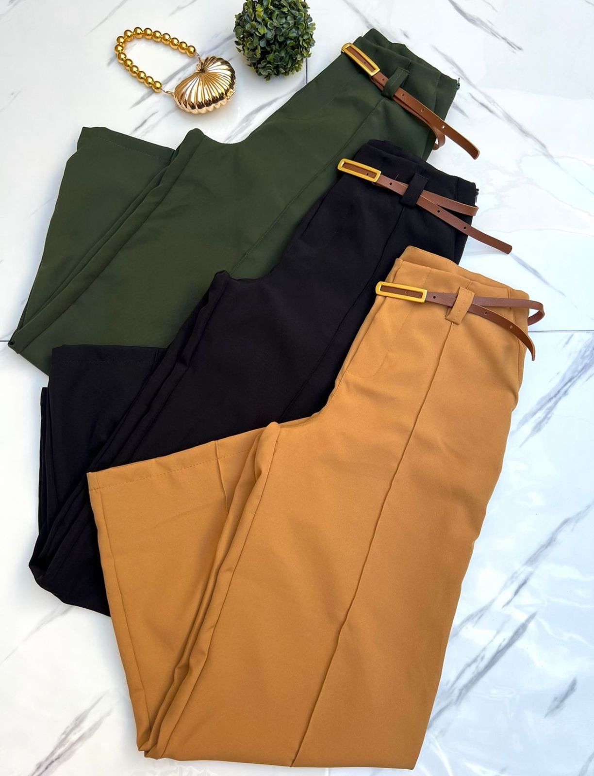 Tailored Crepe Trousers with Belt