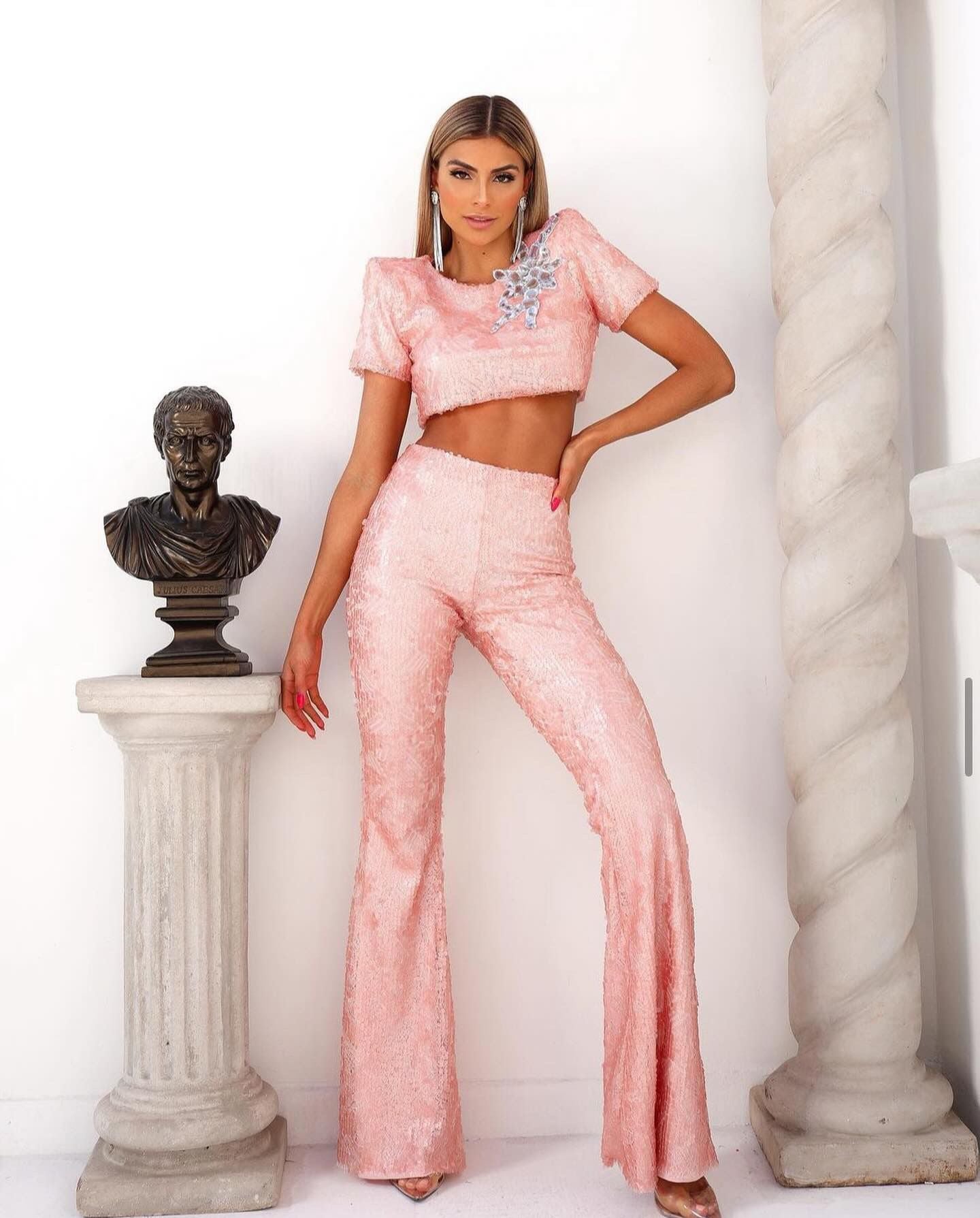 Sequin Flare Trousers