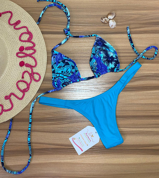 HALTER NECK BLUE BIKINI SET