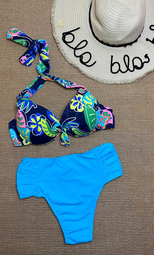 PUSH UP FLORAL PRINT BIKINI SET