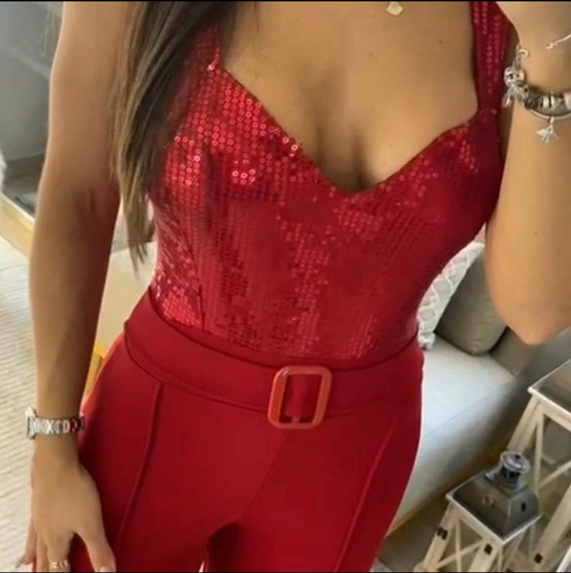 SEQUIN RED JUMPSUIT